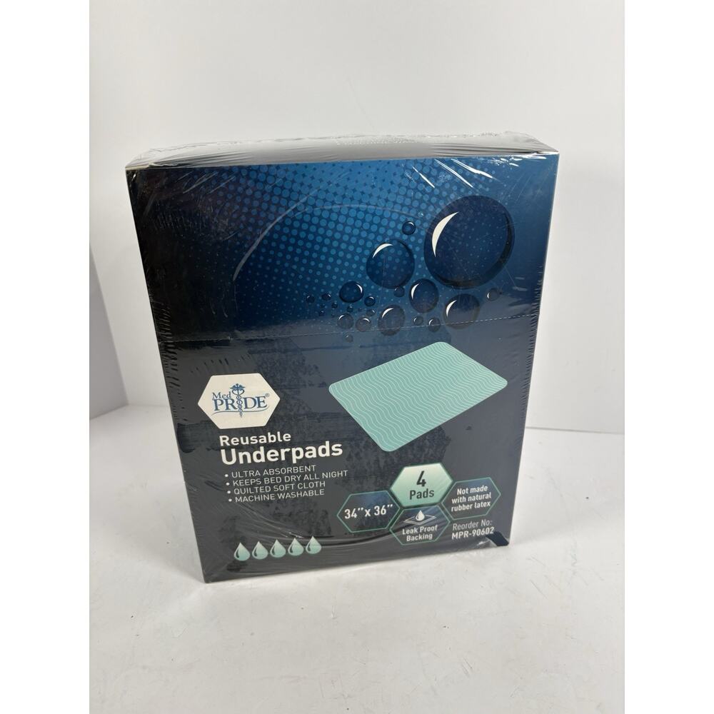 MED PRIDE Reusable Underpads 34 x 36 Inch, 4 Pack Washable Bed Pads, Waterpro...
